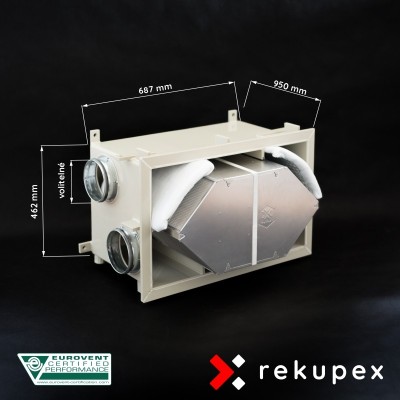 RECUBOX OPEN RX 05/800 (vyjmutelný rekuperační výměník v opláštění, rekuperační box, rekuperace vzduchu, rekuperační jednotka)