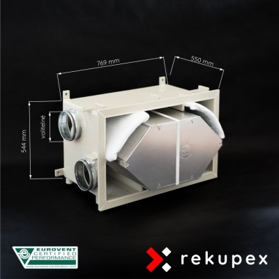 RECUBOX OPEN RX 06/400 (vyjmutelný rekuperační výměník v opláštění, rekuperační box, rekuperace vzduchu, rekuperační jednotka)